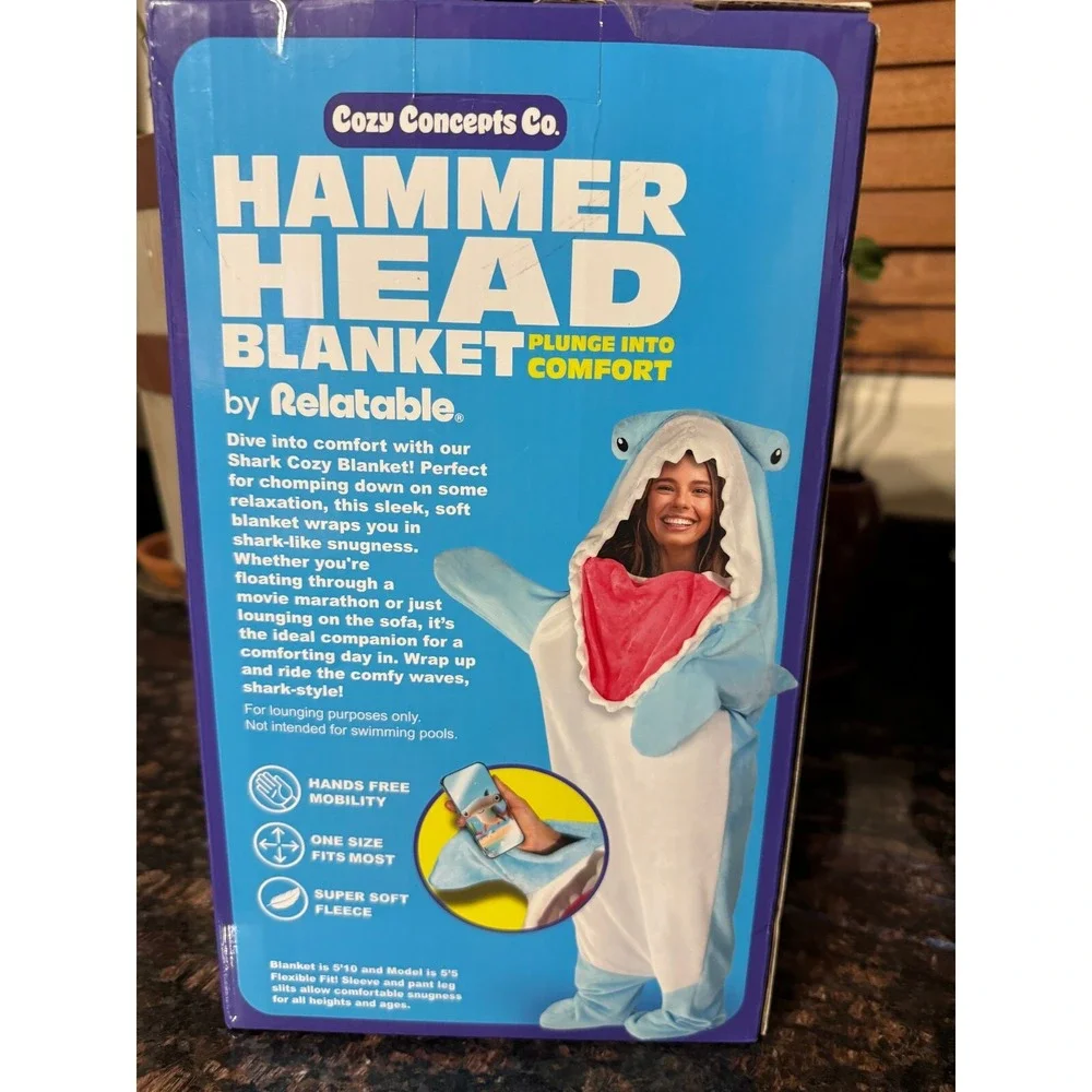 Shark Blanket Adult Super Soft Cozy Flannel Wearable Blanket Role Play Costume